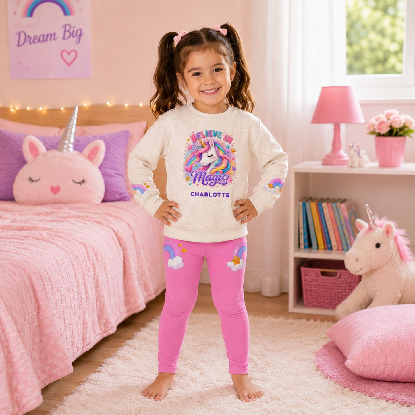 Personalized Unicorn Kids Sweatshirt & Leggings Set | Believe in Magic