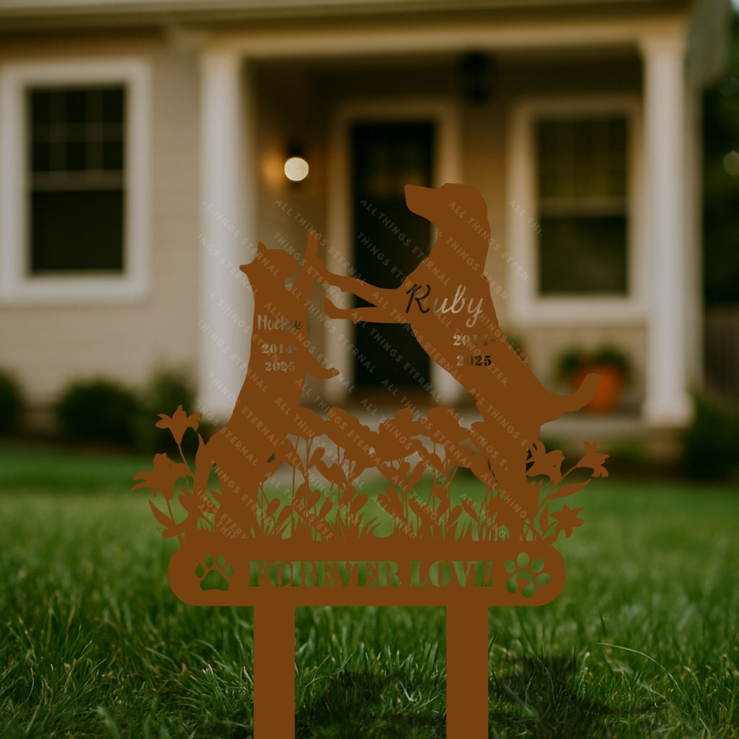 Custom Pet Memorial Grave Marker – Personalized Dog & Cat Metal Sign