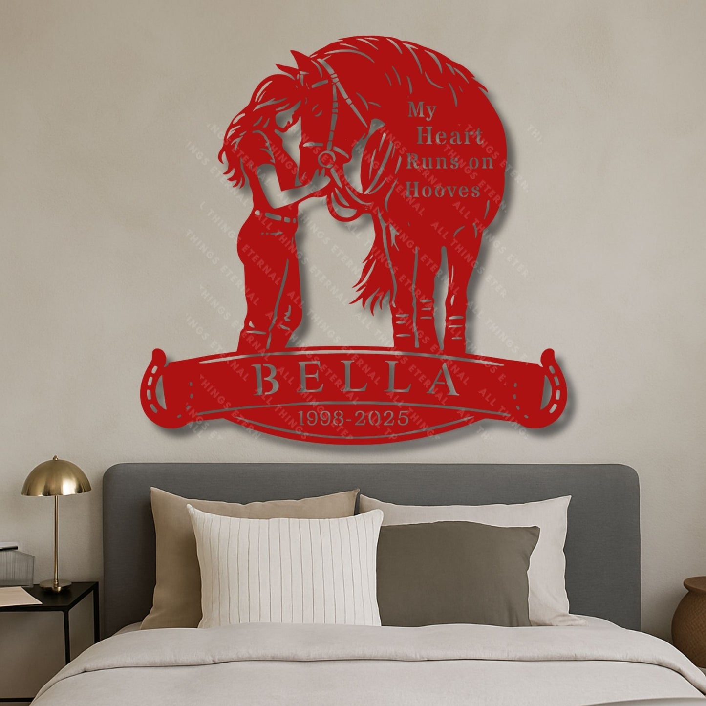 Personalized Horse Memorial Metal Sign – My Heart Runs on Hooves Gift For Horse Lovers
