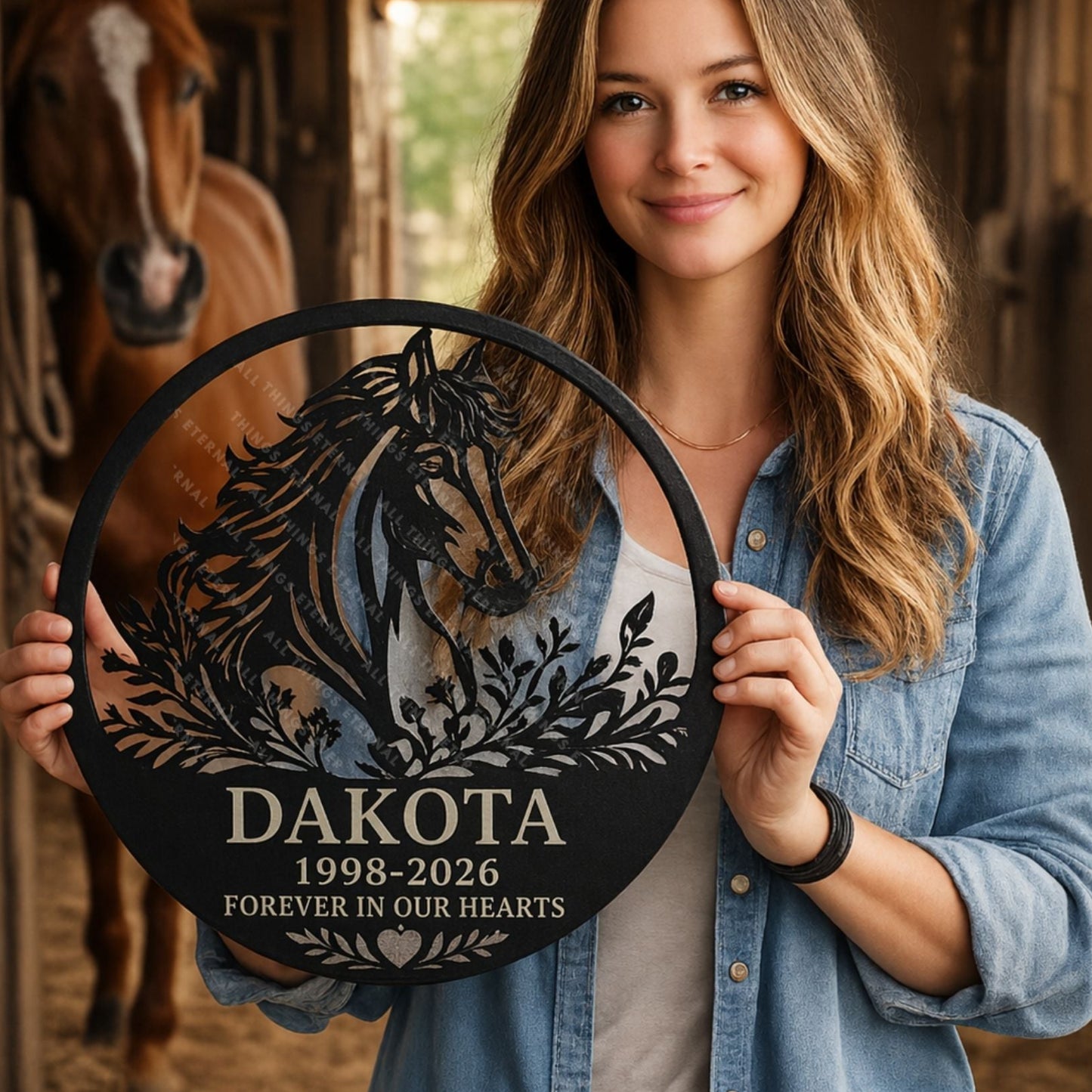 Personalized Horse Memorial Metal Sign | Custom Name Barn Decor Gift