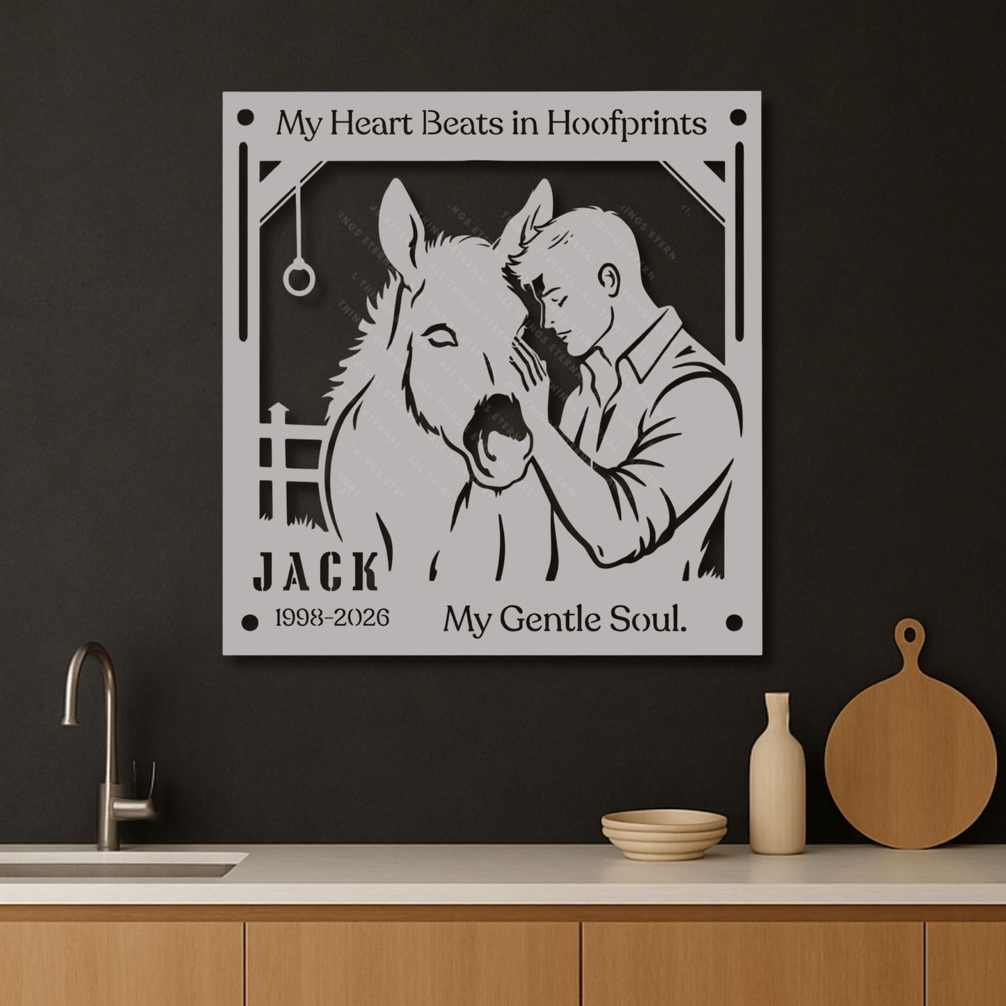 Personalized Donkey Memorial Metal Sign – My Heart Beats in Hoofprints