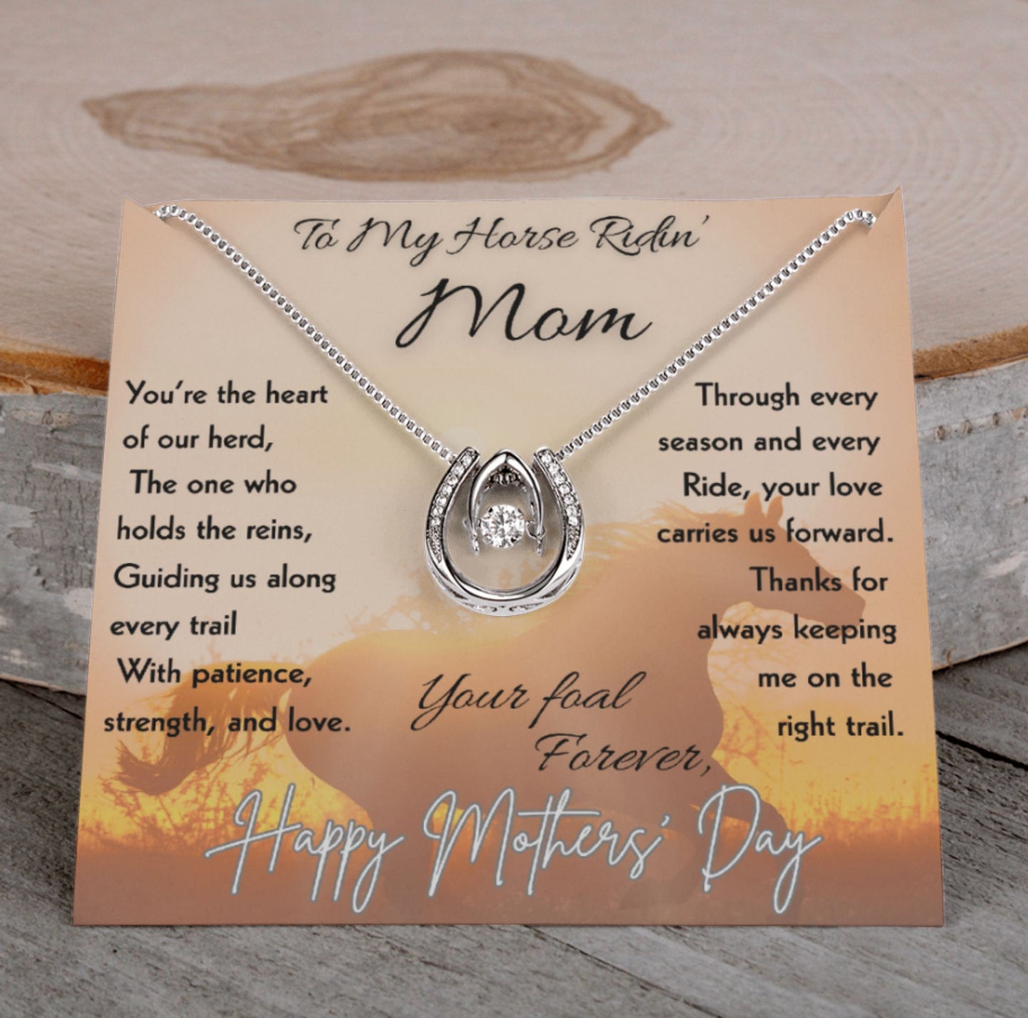 To My Horse Ridin' Mom Necklace – Horse Lover Gift for Mom | Mother's Day Jewelry