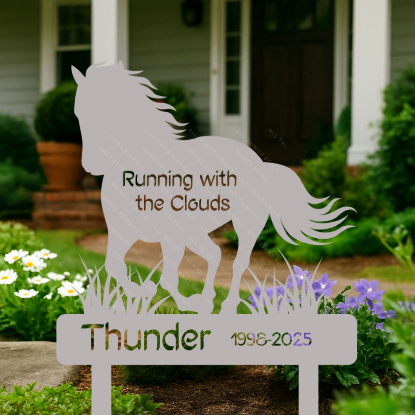 Custom Horse Memorial Metal Grave Marker – Personalized Tribute Sign