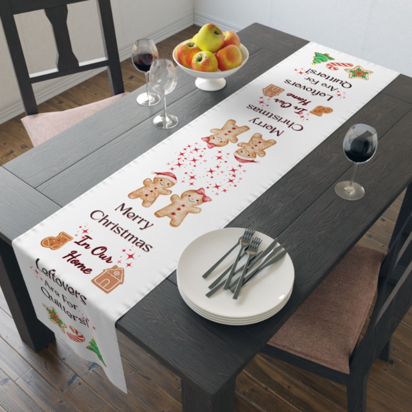 Leftovers Are for Quitters  Funny Christmas Table Runner