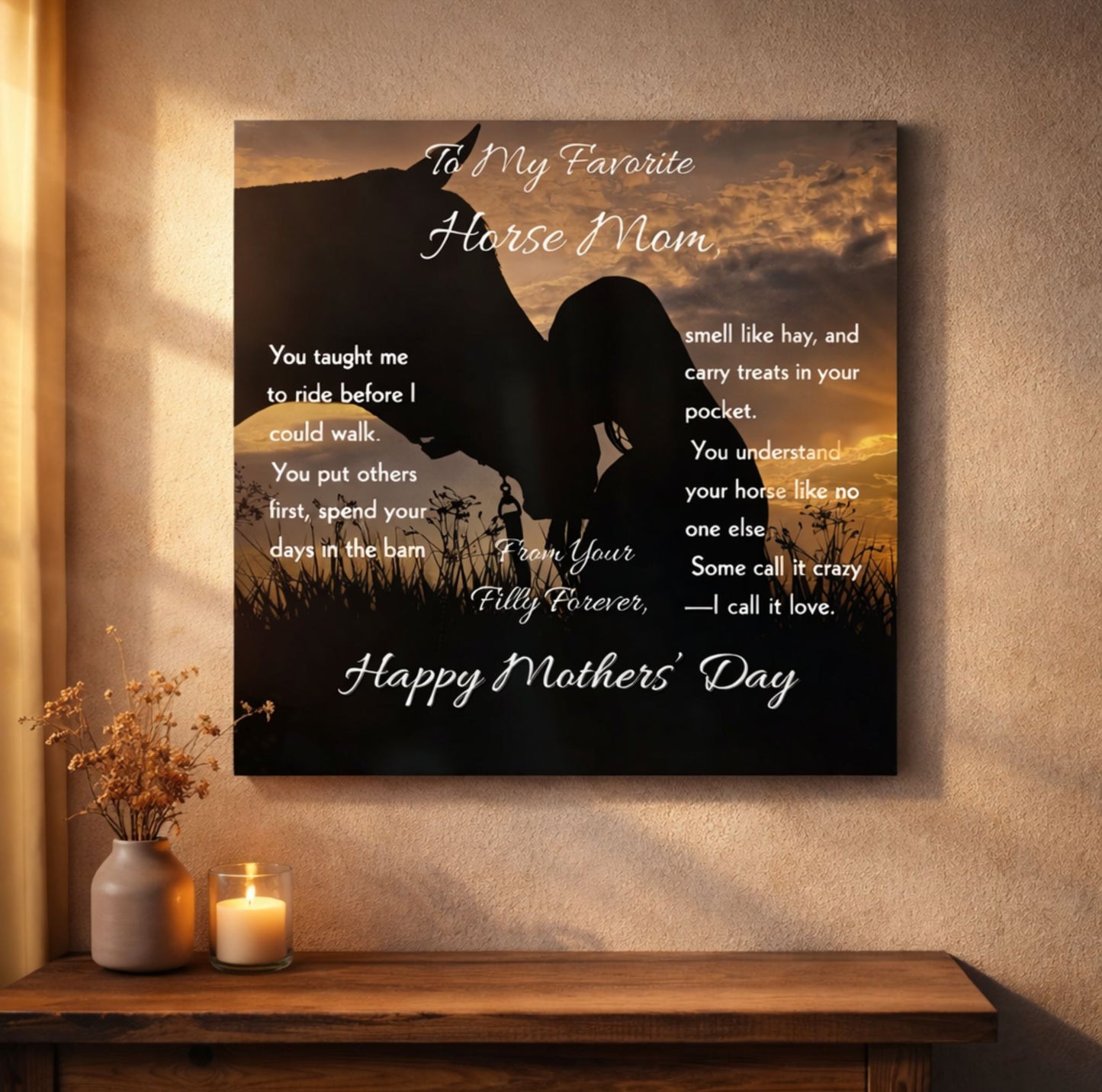 To My Favorite Horse Mom Metal Art Print – Mother's Day Horse Gift Decor