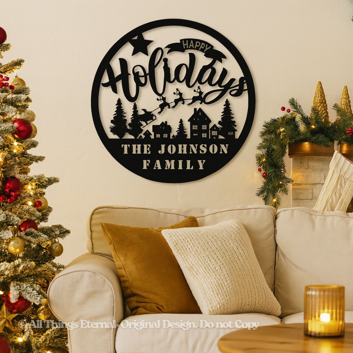 Custom Family Name Holiday Metal Sign – Personalized Christmas Wall Art Home  Decoration