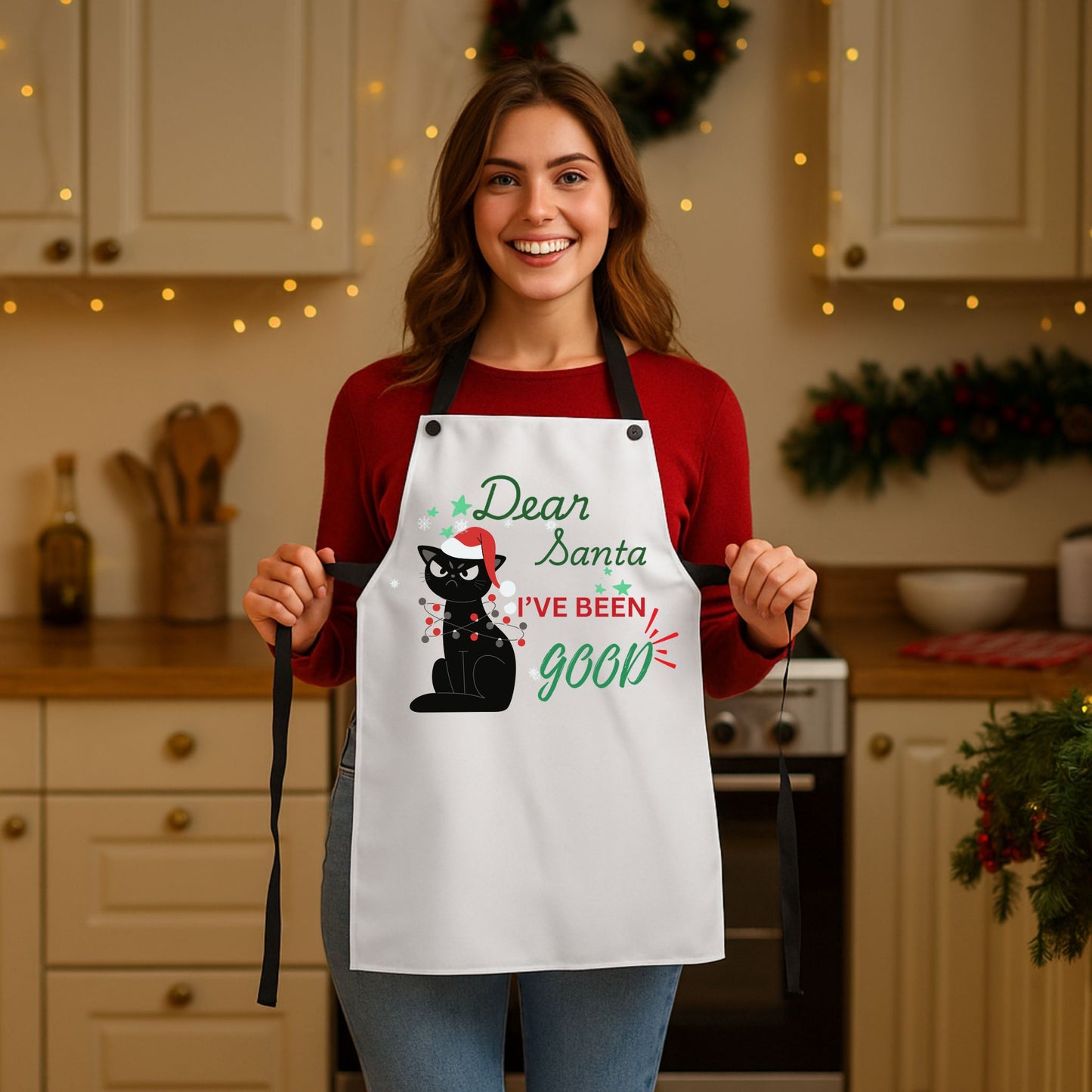 Funny Cat "I've Been Good" Christmas Apron | Cooking Gift for Cat Lovers