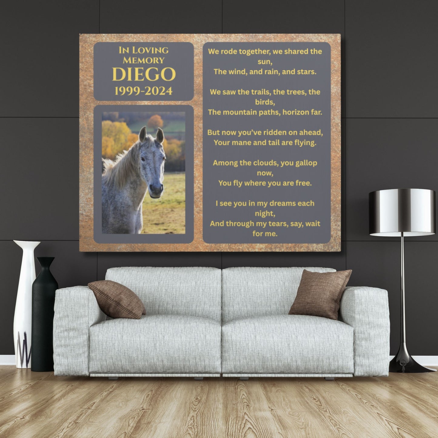 Personalized Horse Memorial Canvas Wall Art – Custom Photo & Name Tribute