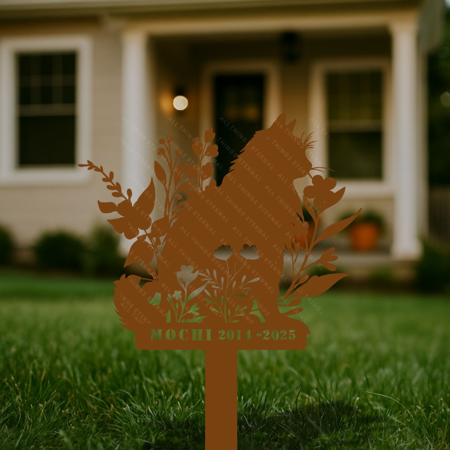 Custom Cat Memorial Stake – Personalized Metal Pet Grave Marker