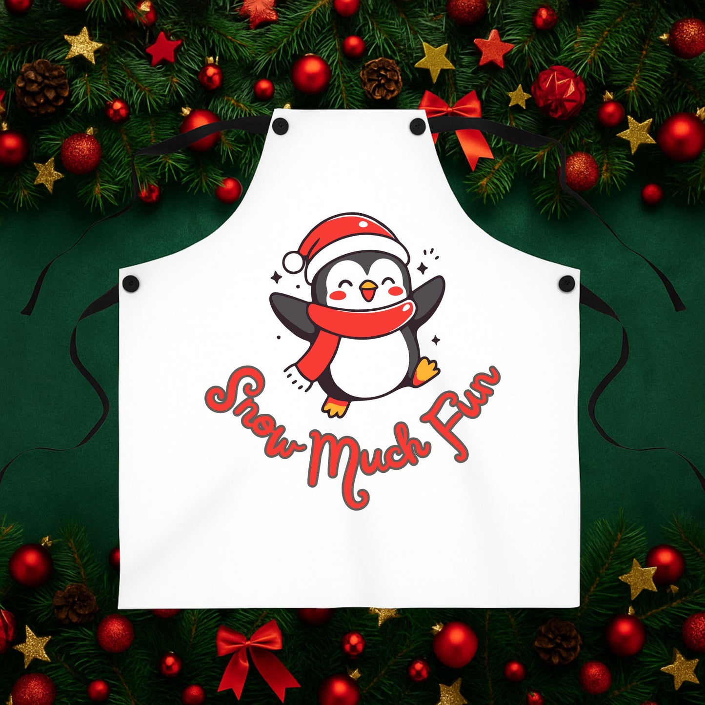 Snow Much Fun Penguin Apron – Cute Christmas Cooking Kitchen Apron