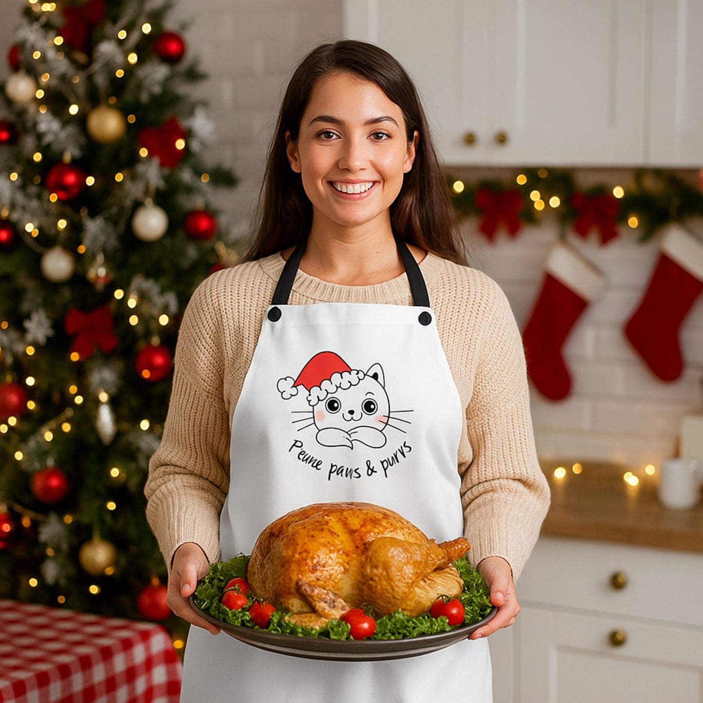 Peace Paws Purrs Cute Kitty Apron – Funny Cat Cooking Gift