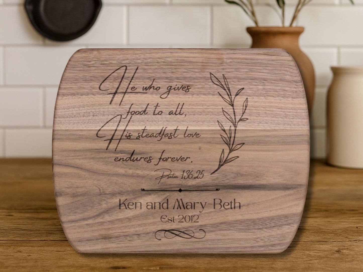 Personalized Christian Cutting Board- Custom Family Name  Faith-Based Kitchen Decor