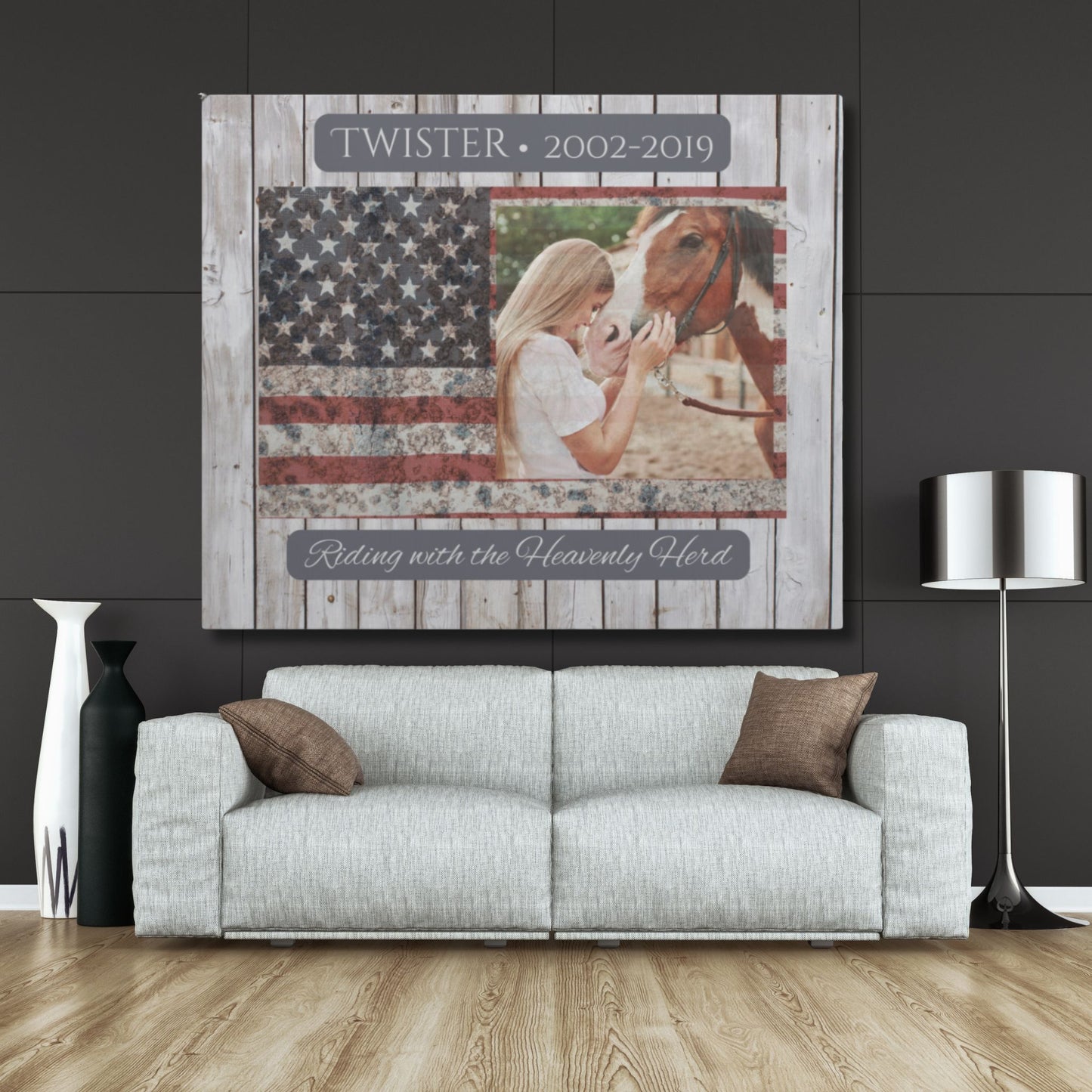 Horse Memorial Canvas Wall Art – Custom Photo & Name Tribute Gift