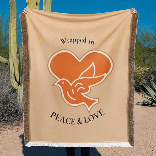 Wrapped in Peace & Love Woven Blanket – Cozy Gift Throw