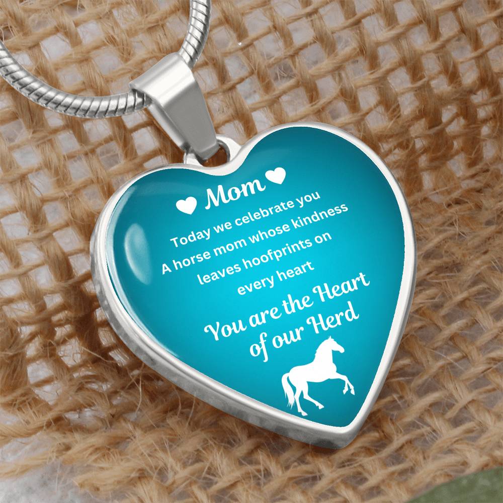 Custom Horse Mom Heart  Necklace – You Are The Heart Of Our Herd Gift for Mom