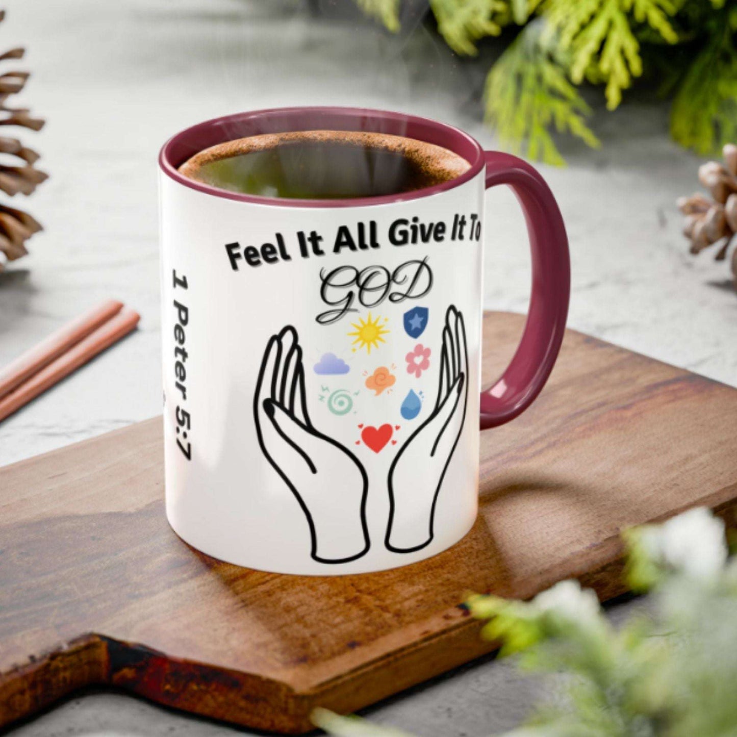 Christian Faith Two-Tone Coffee Mug 11oz – Inspirational Symbol Gifts