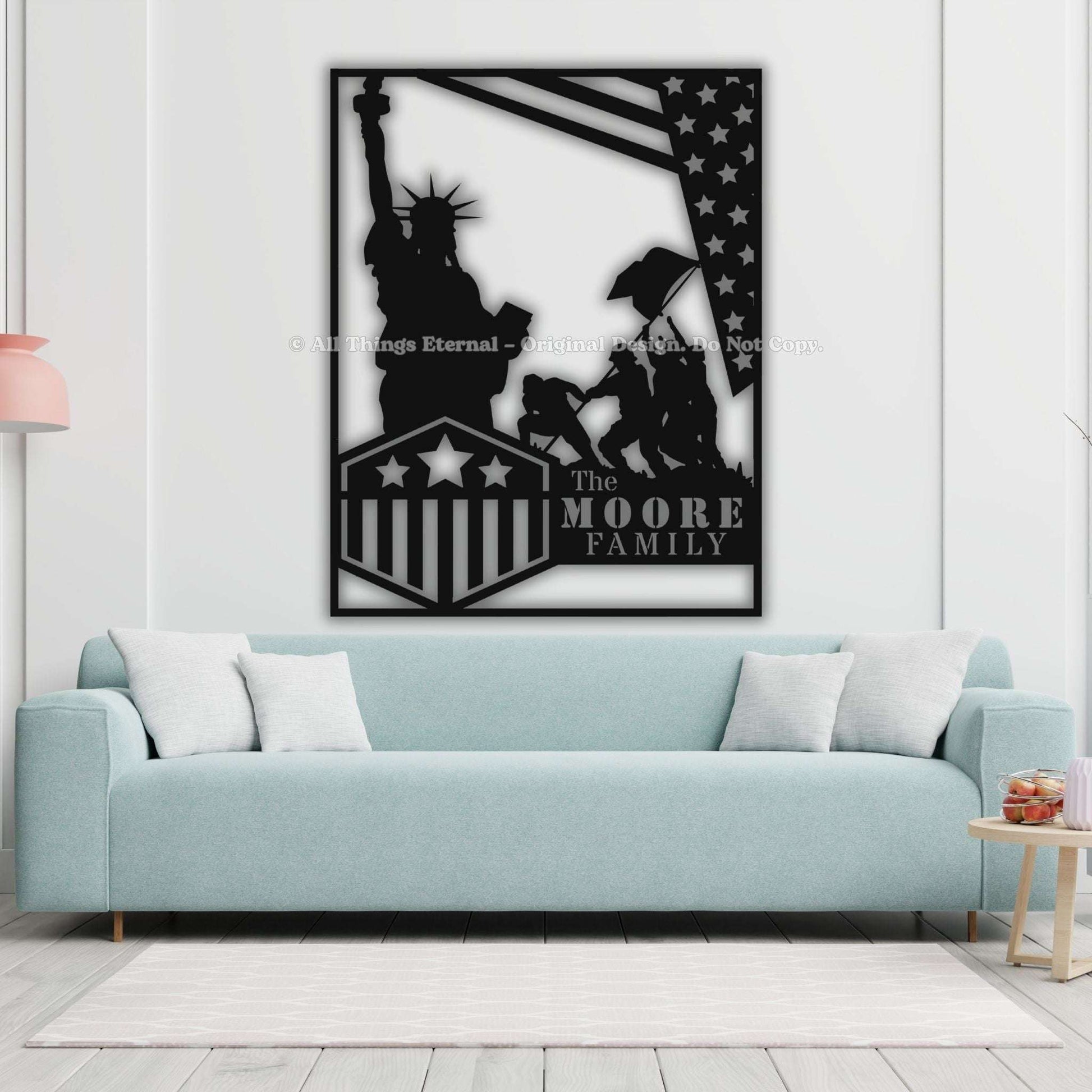 Custom Patriotic Metal Sign - Independence Day Gift for Veterans
