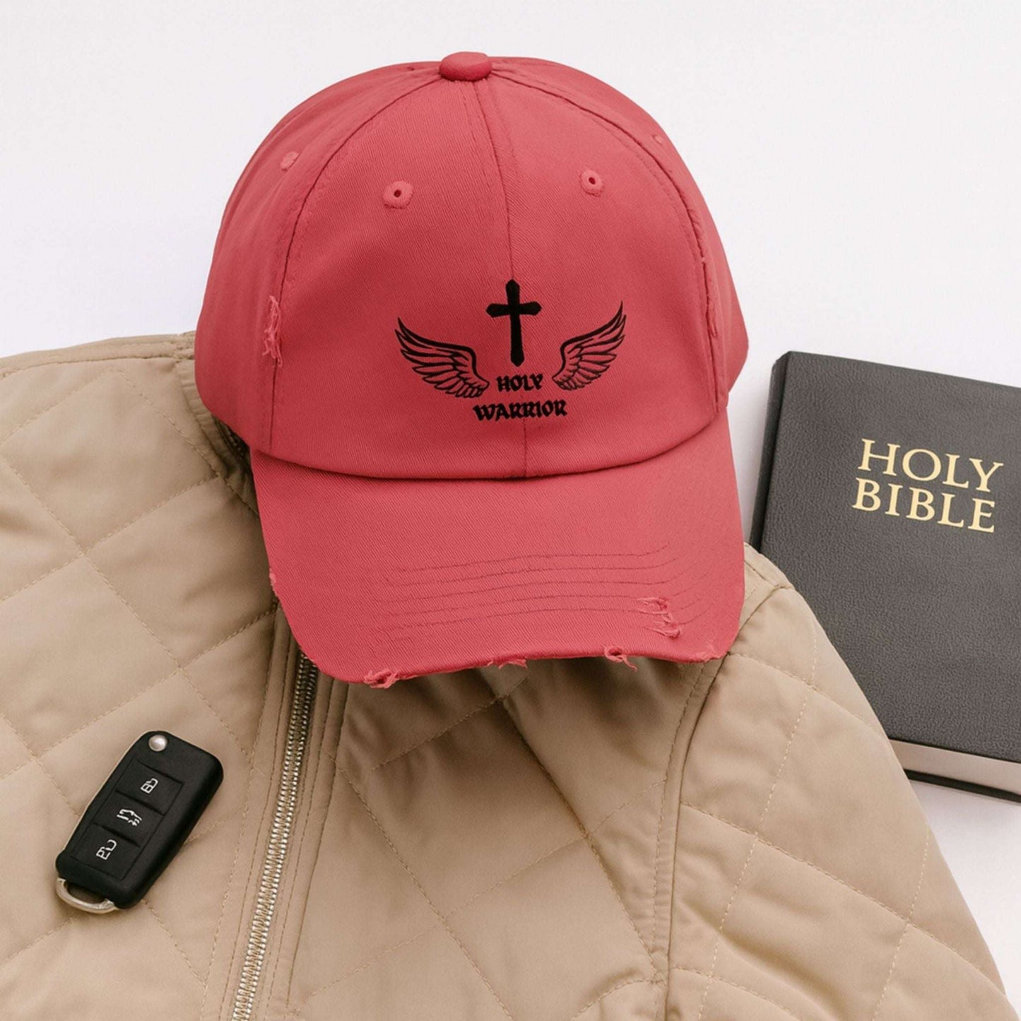 Holy Warrior Distressed Cap - Casual Hat for Faith Lovers