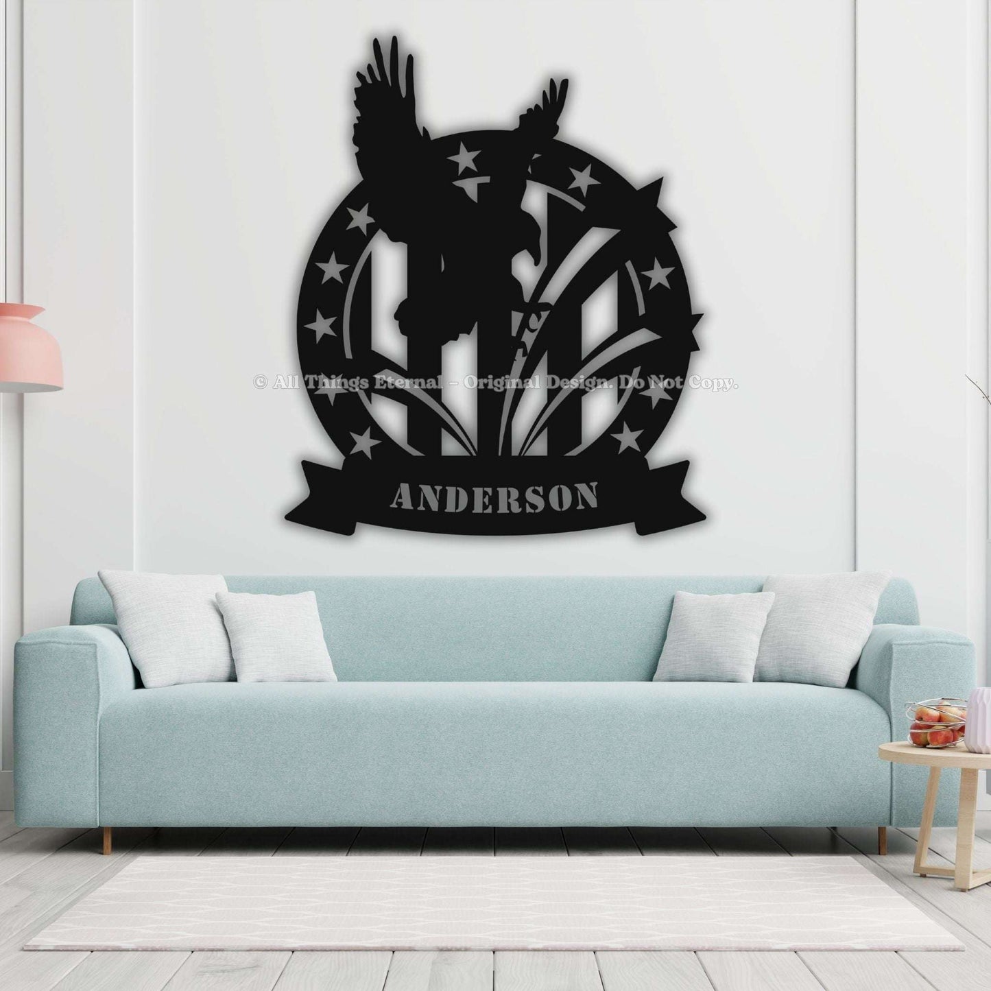 Custom Patriotic Eagle Metal  Wall Art Sign - USA Flag Military Gifts