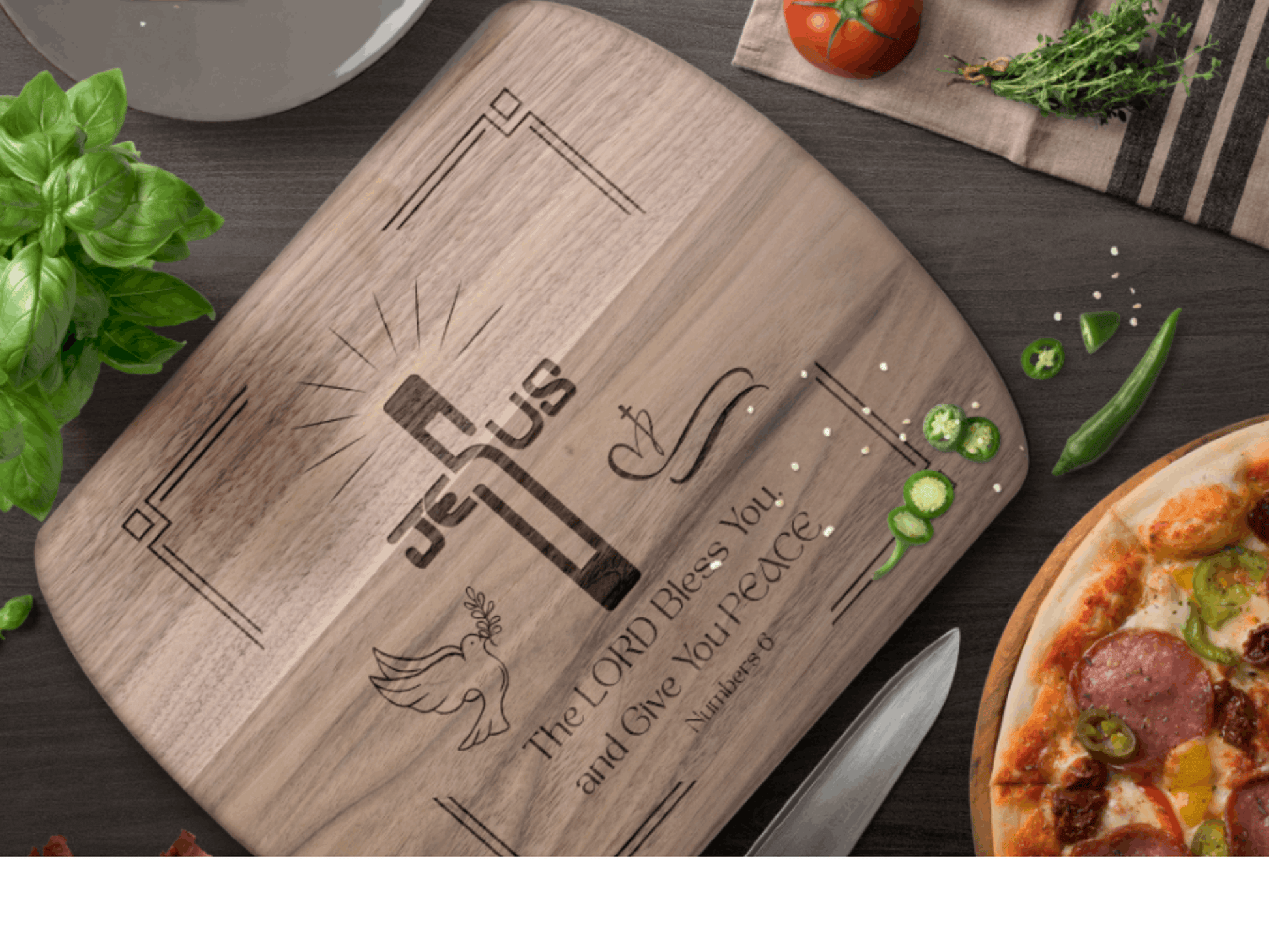Beautiful Christian Cutting Board- Religious Gift for Housewarming, Wedding, or Pastor