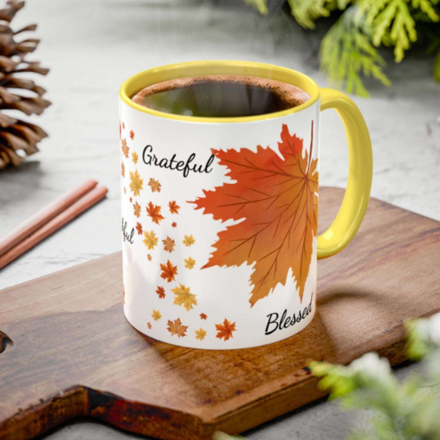 Cozy Fall Leaves Mug – Thanksgiving Coffee Cup 11oz Autumn Drinkware