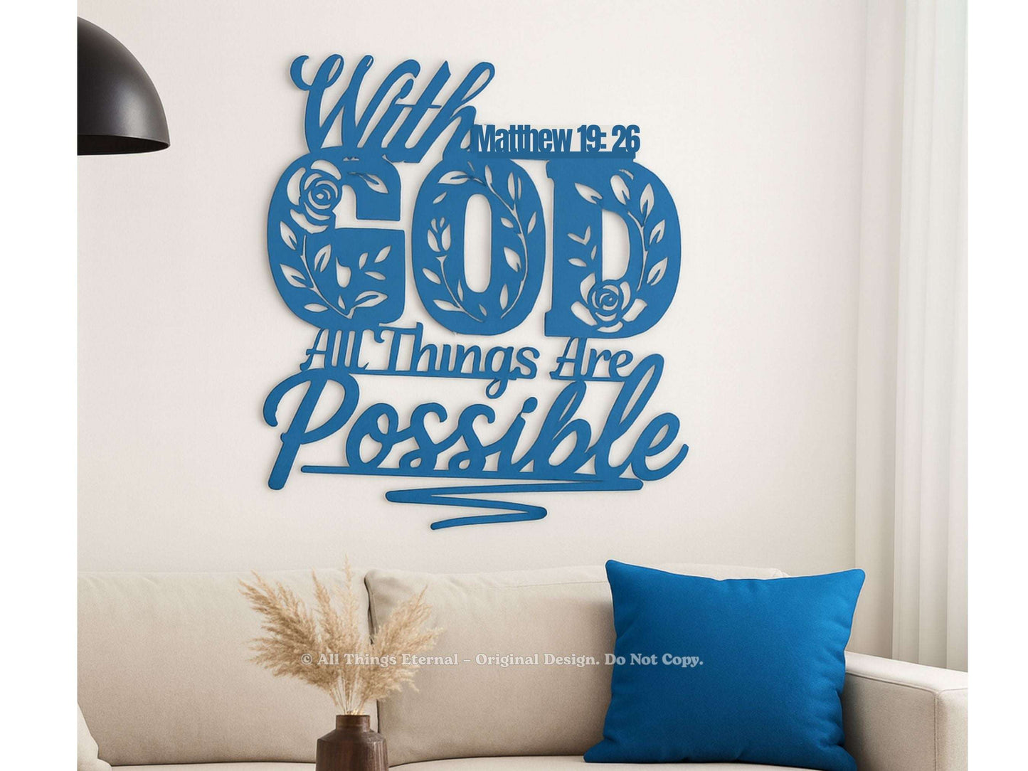 Matthew 19:26 Christian Metal Sign – Inspirational Scripture Wall Decor Gift
