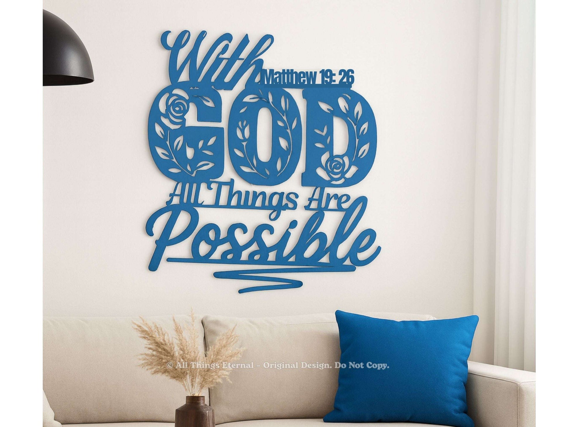 Matthew 19:26 Christian Metal Sign – Inspirational Scripture Wall Decor Gift