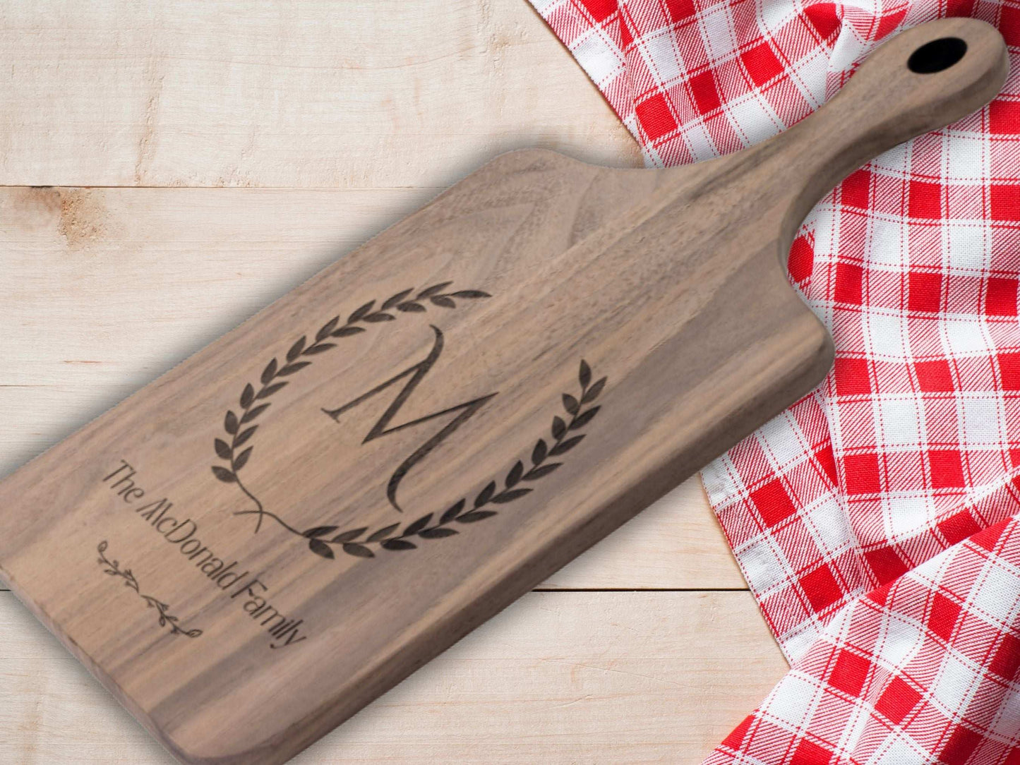 Personalized Monogram Cutting Board –  Housewarming or Anniversary Gifts