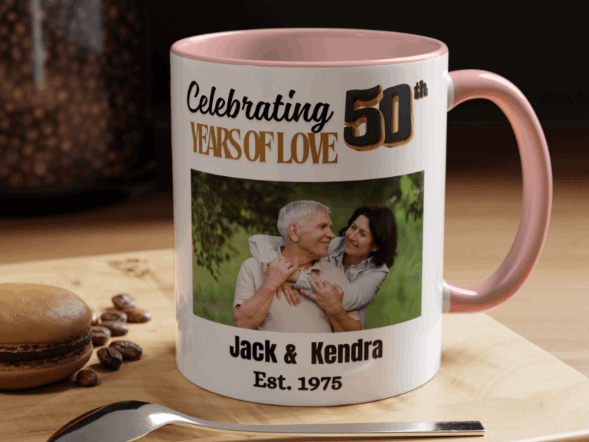 Custom 50th Anniversary Photo Mug-  Golden Wedding Gift for Couple