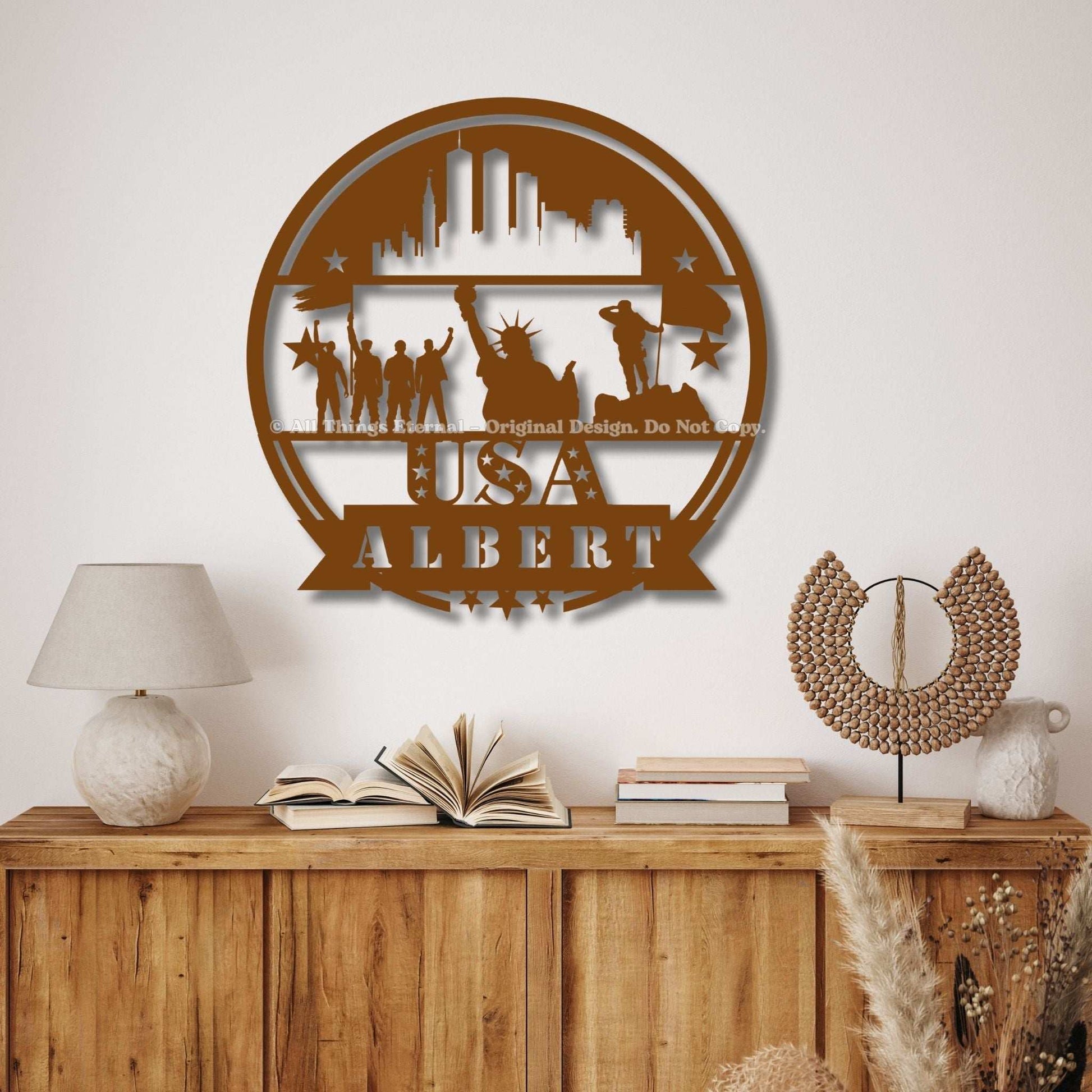 Personalized Patriotic Veterans Metal  Wall Sign