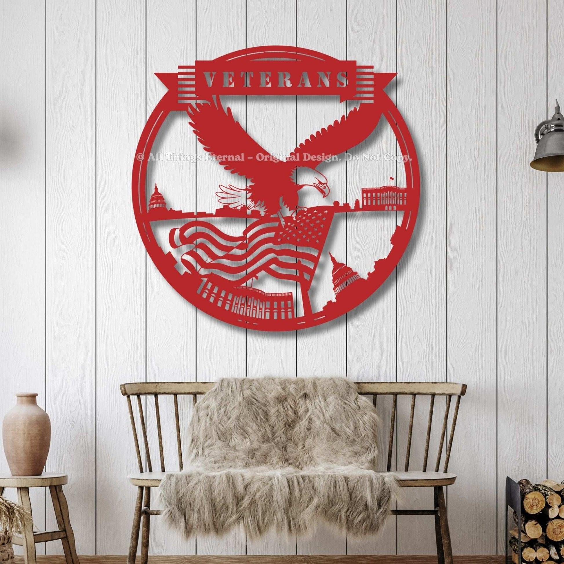 Custom Name Veterans Metal Wall   Hanging Art  Sign-Veterans Day Gift