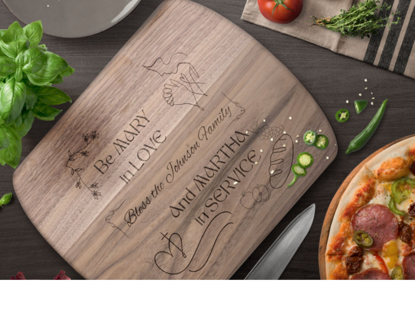 Personalized Christian Cutting Board-Faith-Based Kitchen Decor  Gift for Wife