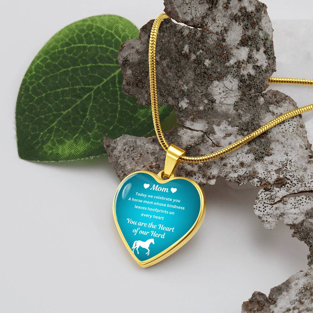Custom Horse Mom Heart  Necklace – You Are The Heart Of Our Herd Gift for Mom