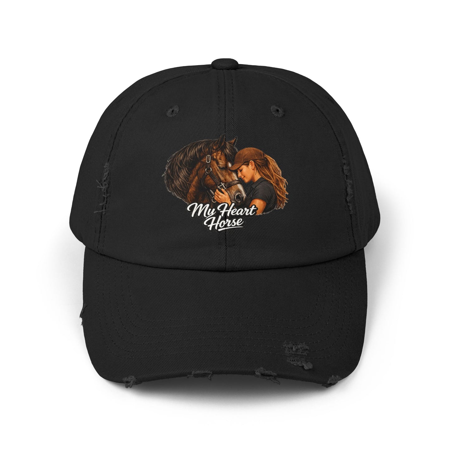 My Heart Horse Distressed Cap — Women's Equestrian Baseball Hat