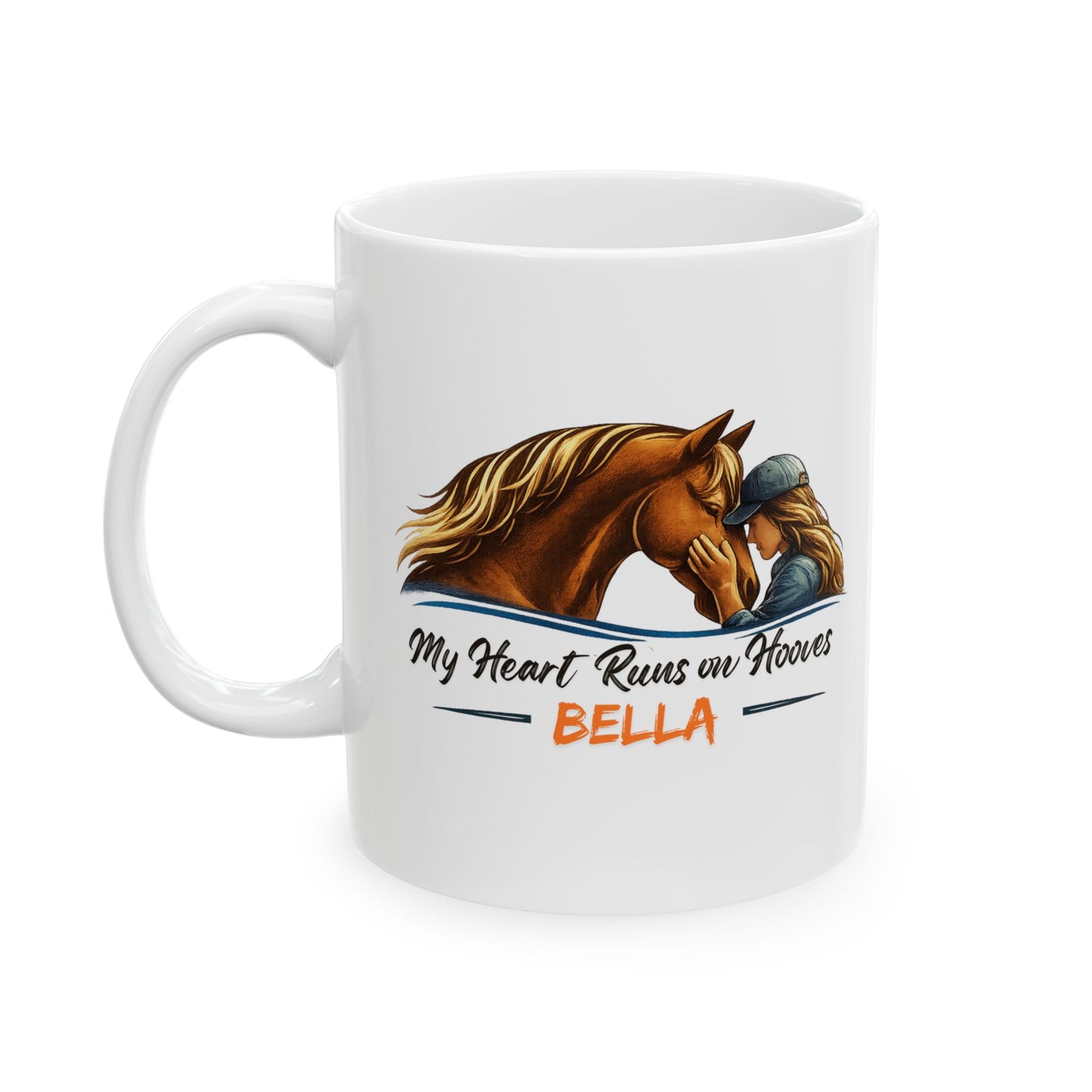 Horse Lover Ceramic Mug – My Heart Runs on Hooves Cute Equestrian Coffee Cup
