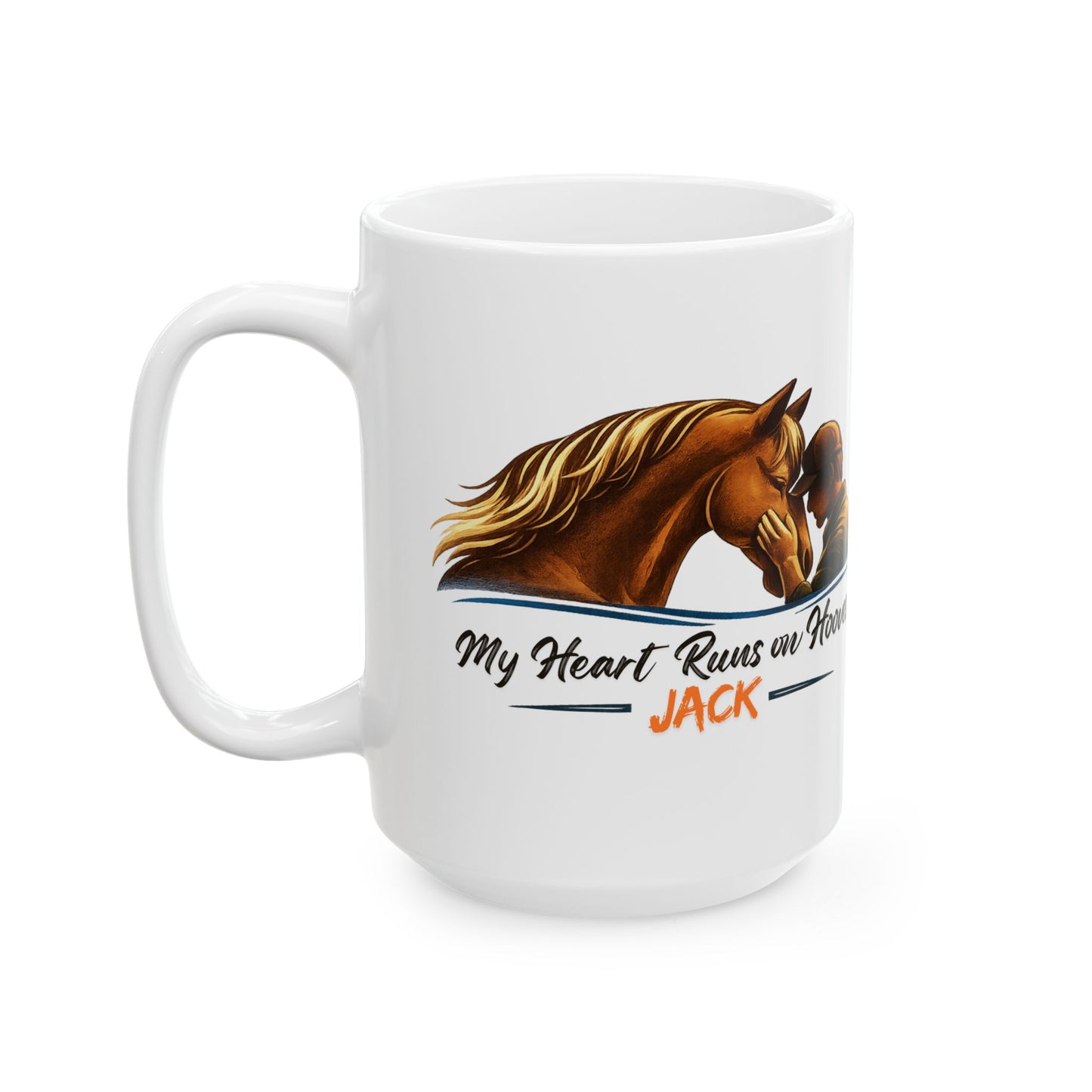 Personalized Horse Mug – My Heart Runs on Hooves Ceramic Coffee Cup