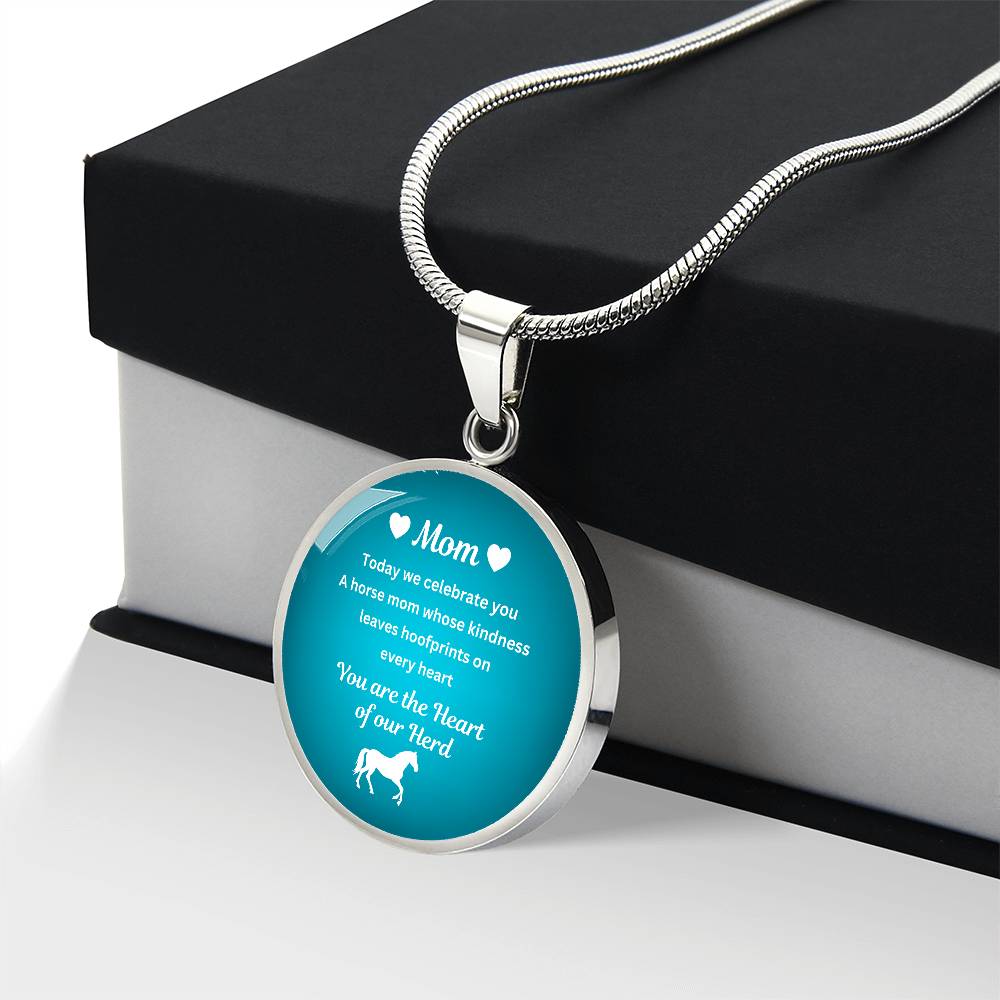Custom Horse Mom Circle  Necklace – You Are The Heart Of Our Herd Gift for Mom