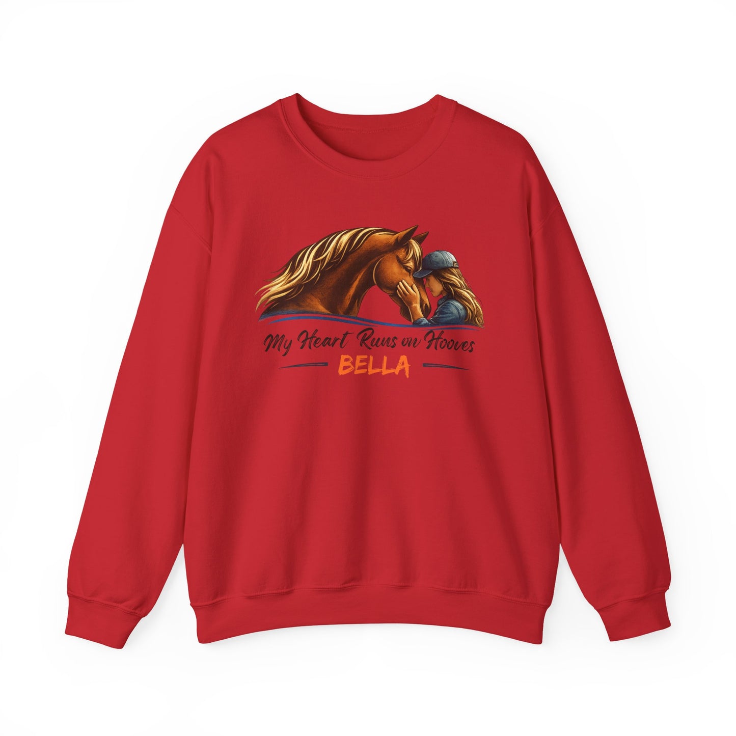 Custom Name My Heart Runs on Hooves Sweatshirt Horse Lovers Gift for Women