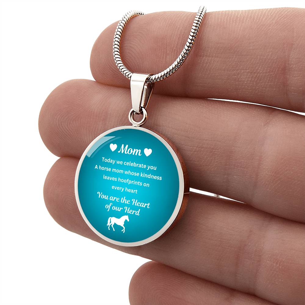 Custom Horse Mom Circle  Necklace – You Are The Heart Of Our Herd Gift for Mom