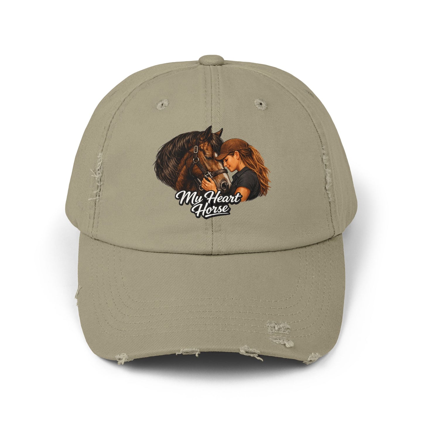 My Heart Horse Distressed Cap — Women's Equestrian Baseball Hat