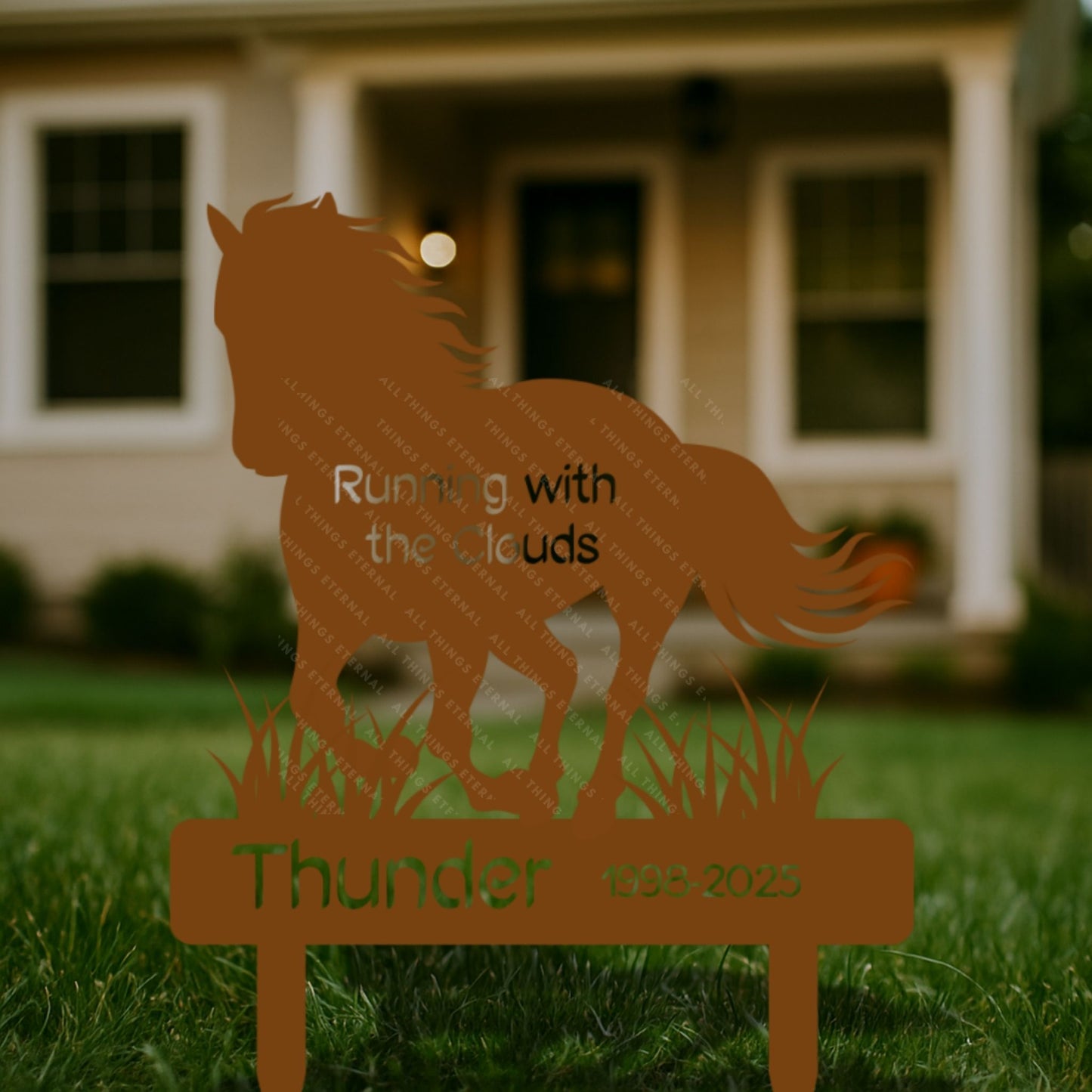 Custom Horse Memorial Metal Grave Marker – Personalized Tribute Sign