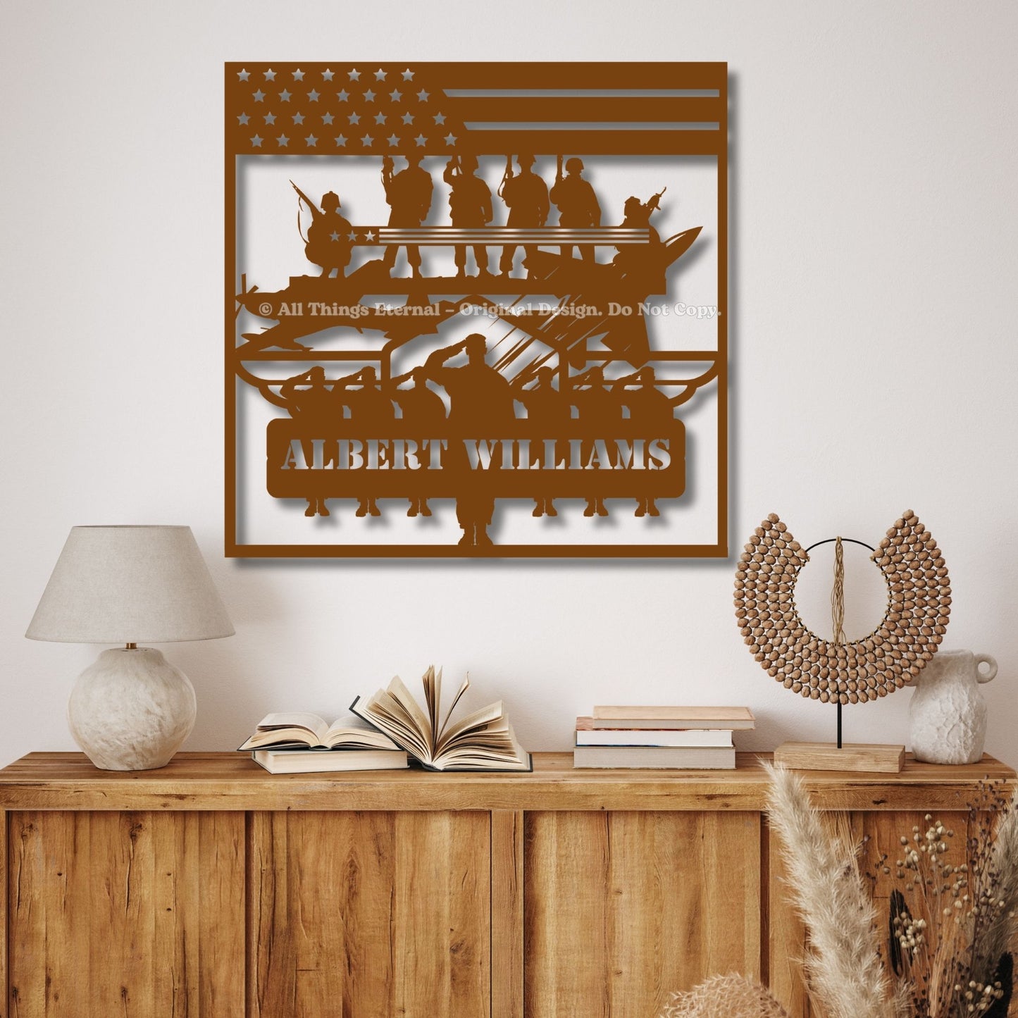 Custom Patriotic Metal Wall  Art- Gift for Veteran, US Army, Navy, Marines, Soldier