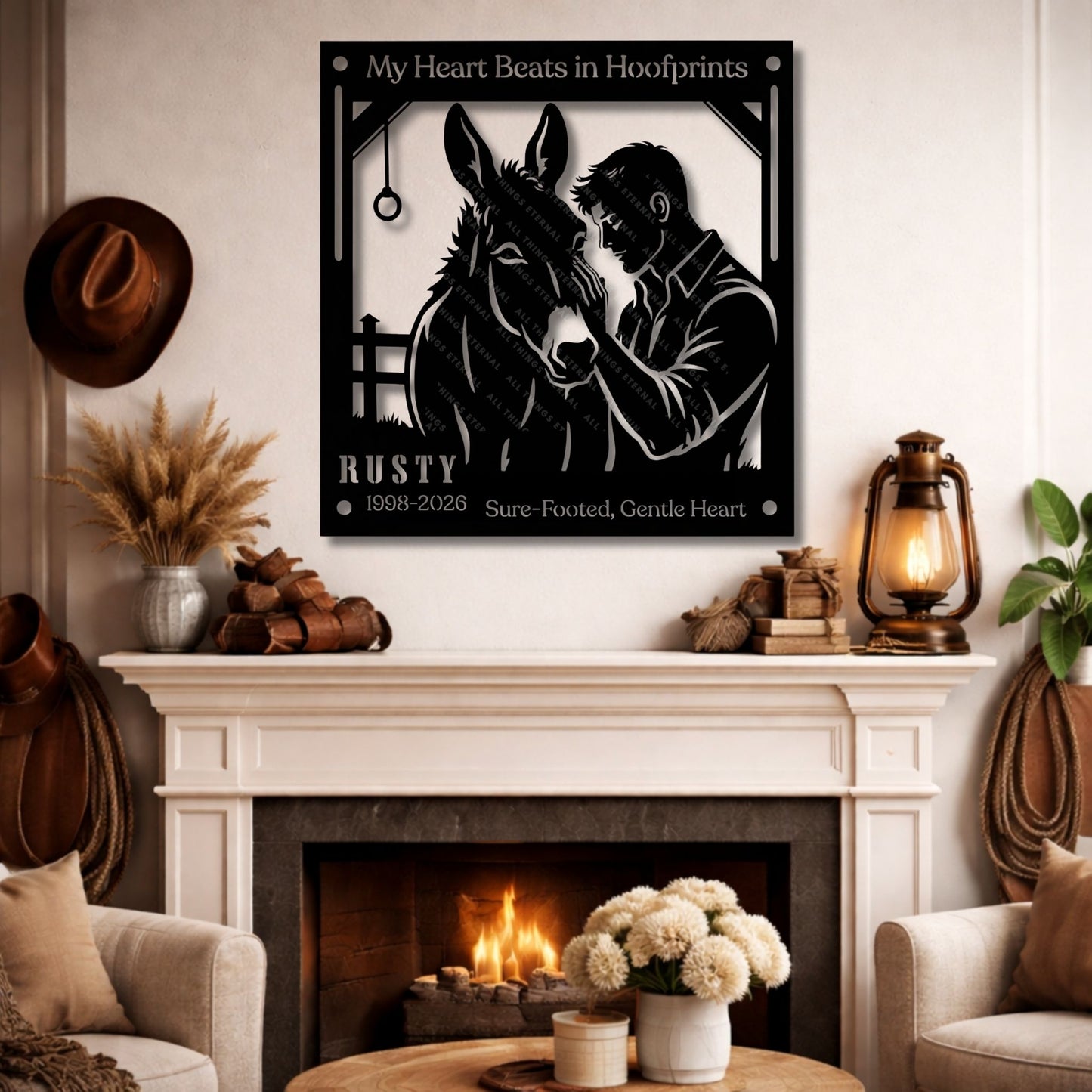 Personalized Mule Memorial Metal Sign – My Heart Beats in Hoofprints
