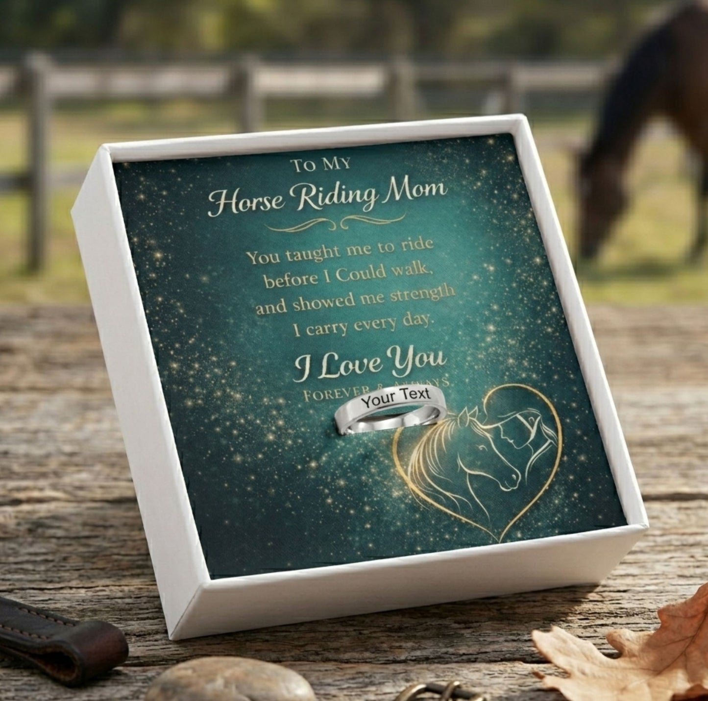 Personalized Horse Mom Engraved Ring – Custom Gift For Mother's Day