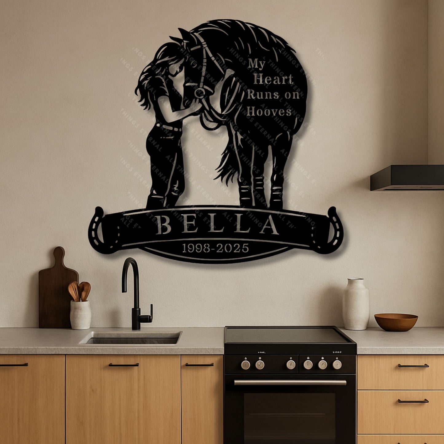 Personalized Horse Memorial Metal Sign – My Heart Runs on Hooves Gift For Horse Lovers