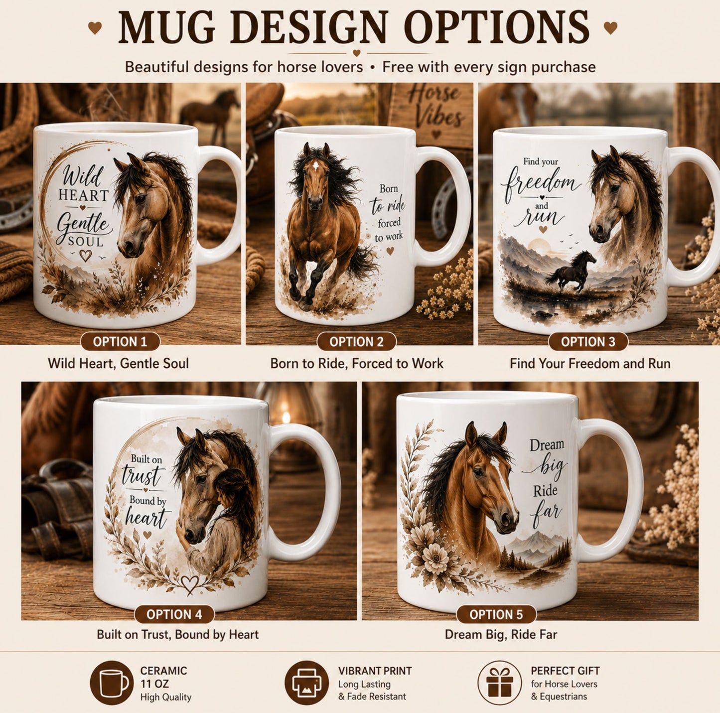 Personalized Horse Memorial Metal Sign + FREE Mug – At Peace Running Free