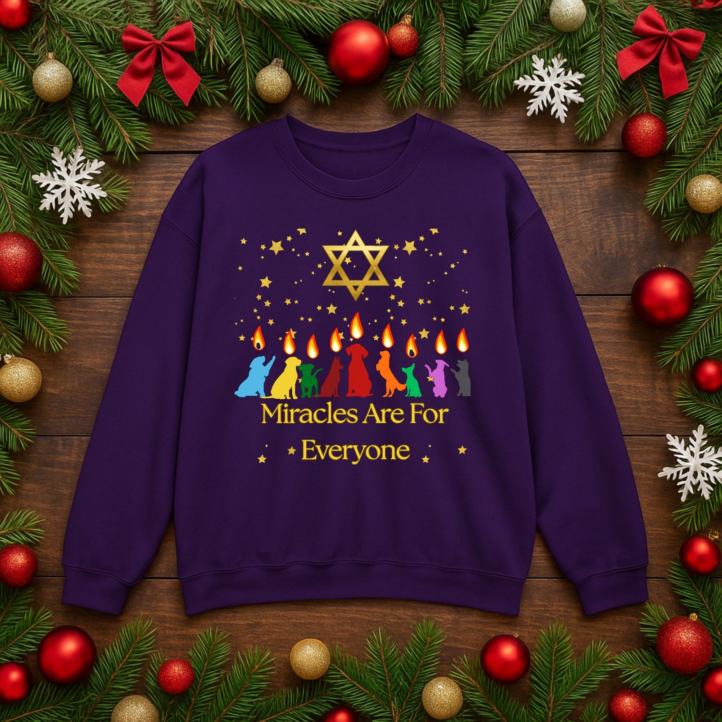 Miracles Are for Everyone Hanukkah Dog Sweatshirt | Unisex Jewish Sweater
