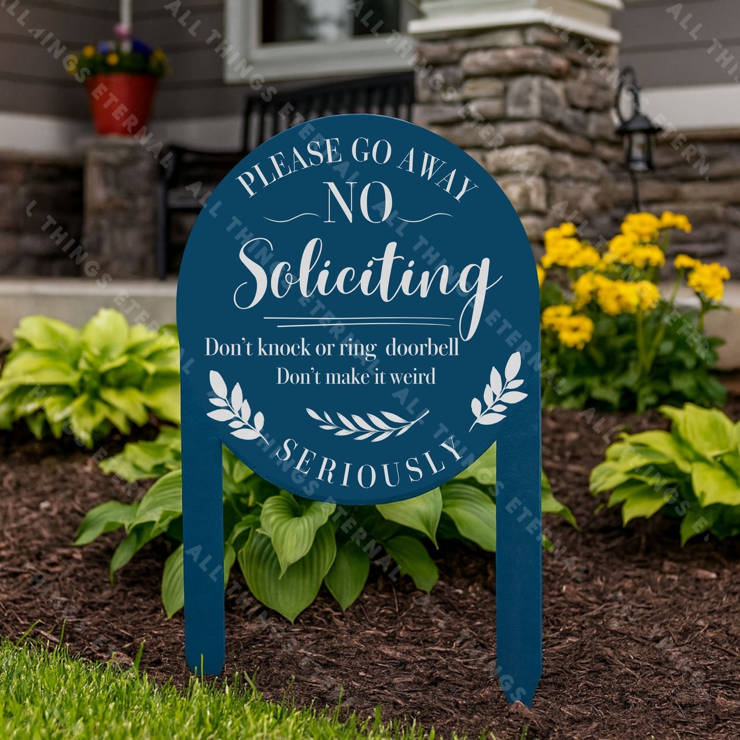 No Soliciting Metal Yard Sign – Modern Private Property Outdoor Decor