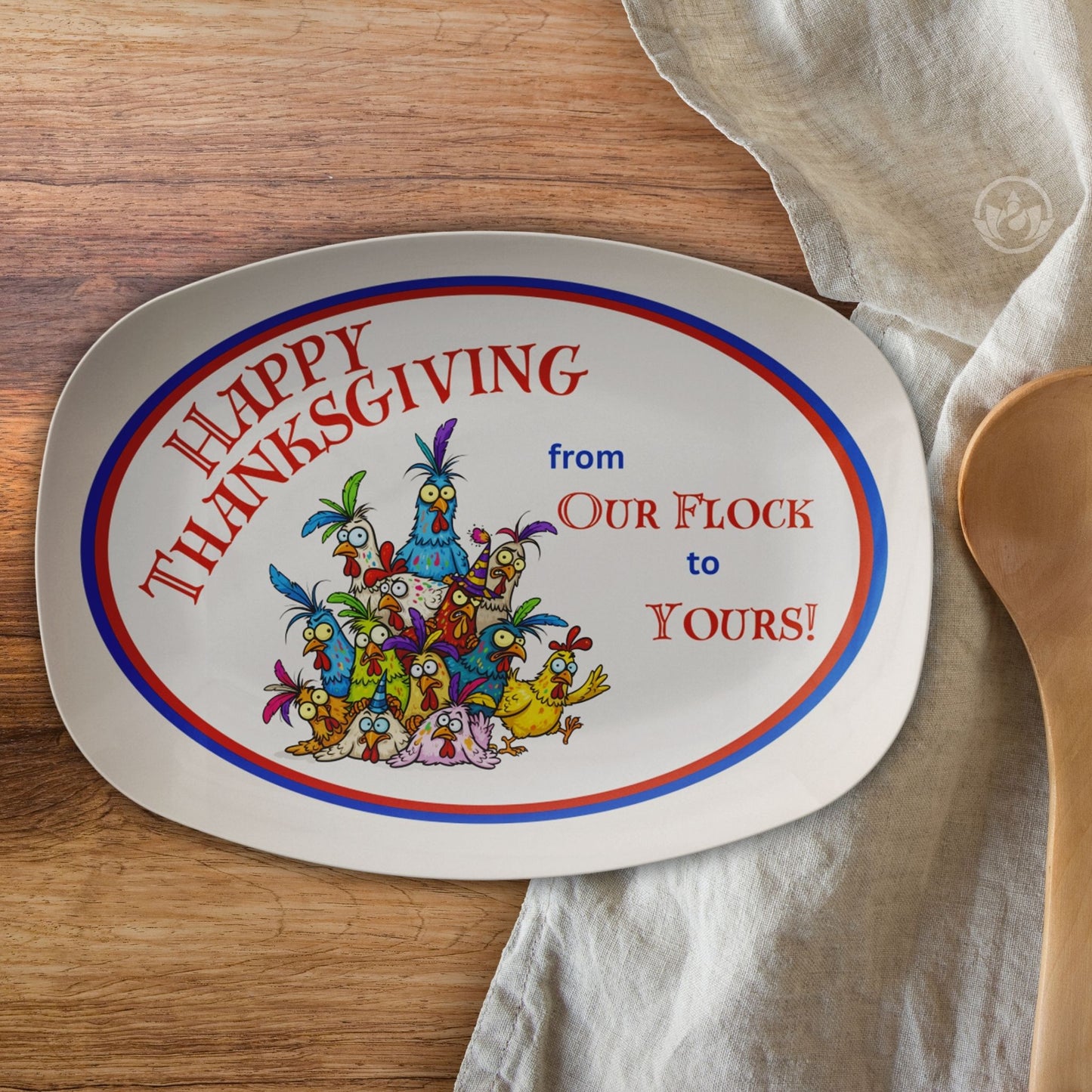 Funny Thanksgiving “From Our Flock to Yours” Serving Platter