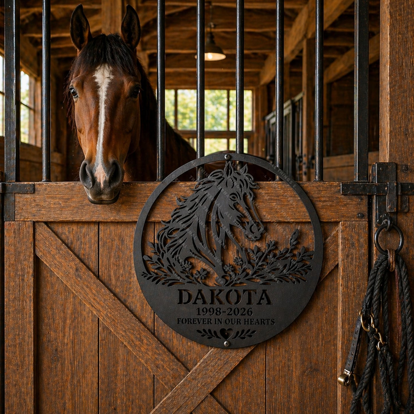 Personalized Horse Memorial Metal Sign | Custom Name Barn Decor Gift